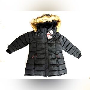 Canada Weather Gear Women Size 2X Black Nylon Hip Length Coat Hood Faux Fur